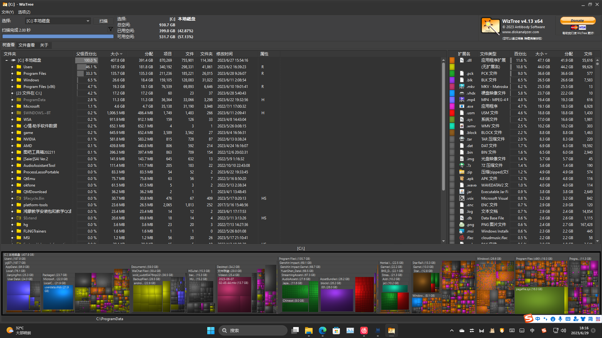 WizTree 一种磁盘空间分析清理工具