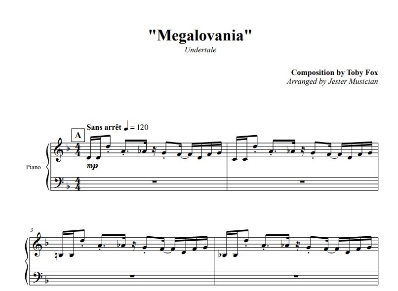 Undertale内音乐的五线谱